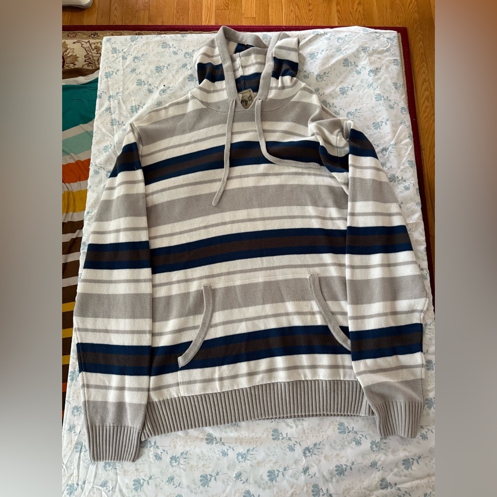 Striped Gray and Blue Hoodie *Read Description*